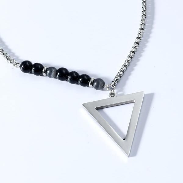 

Men Triangle Pendant Necklace, Silver