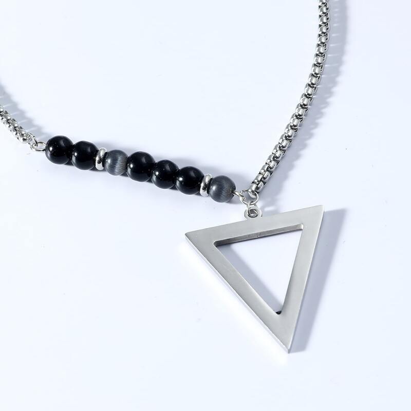 

Guys Triangle Pendant Necklace, Silver