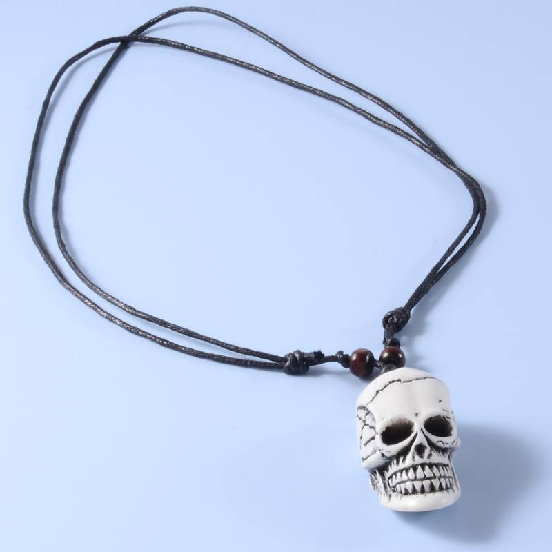 

Guys Skull Pendant Necklace, White