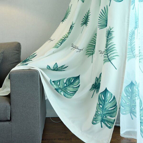 

Leaf Print Single Panel Curtain, Multicolor