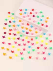 100 buah Jepit Rambut Kupu-kupu Minimalis Kasual Warna Campuran untuk Anak-anak - MultiWarna - View 1