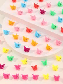 100 buah Jepit Rambut Kupu-kupu Minimalis Kasual Warna Campuran untuk Anak-anak - MultiWarna - View 2
