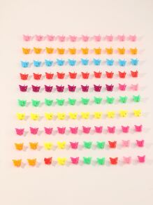 100 buah Jepit Rambut Kupu-kupu Minimalis Kasual Warna Campuran untuk Anak-anak - MultiWarna - View 4
