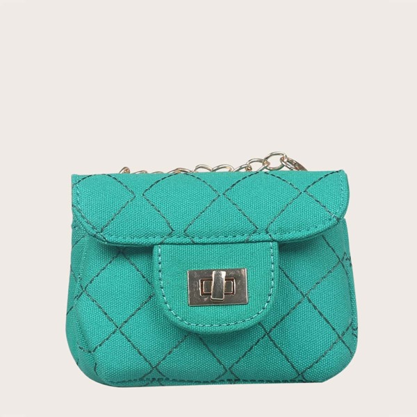

Girls Quilted Turn-Lock Crossbody Bag, Green