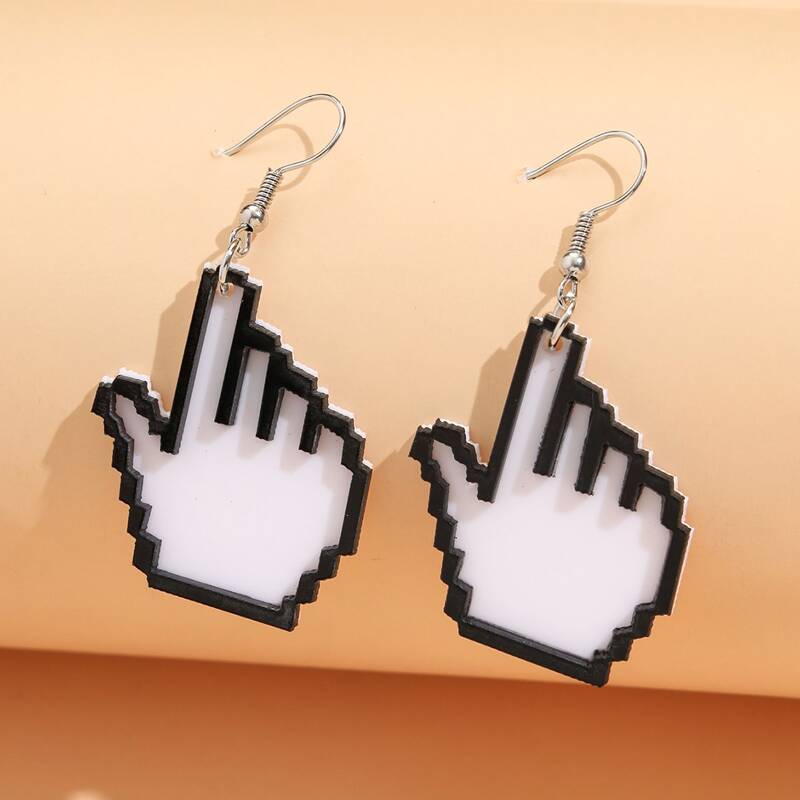 

Mouse Click Drop Earrings, Black and white