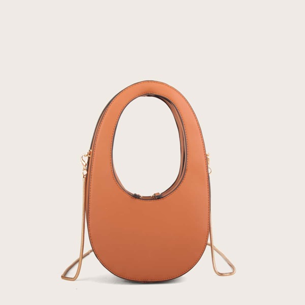 

Structured Chain Shoulder Bag, Brown