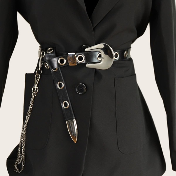 

Eyelet Decor Belt, Black