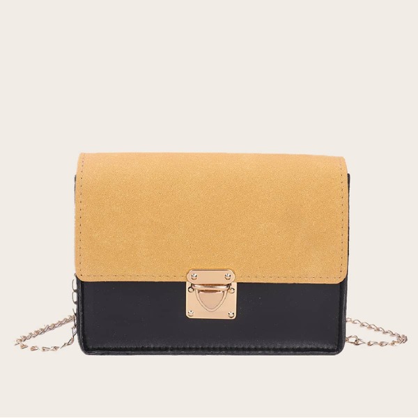 

Two Tone Chain Crossbody Bag, Yellow