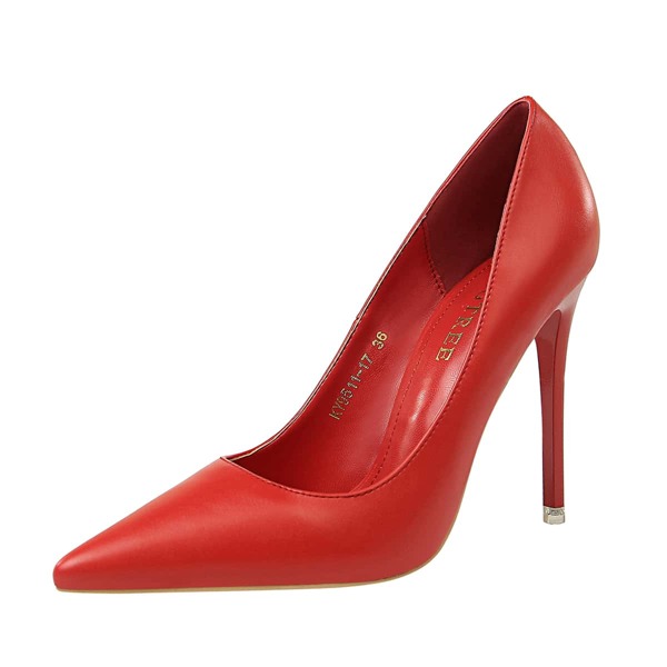 

Point Toe Ultra High Heeled Courts, Red