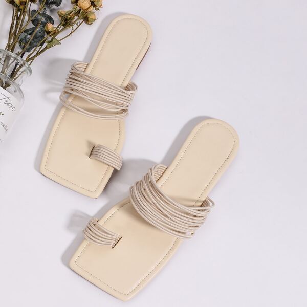 

Toe Post Slide Sandals, Apricot