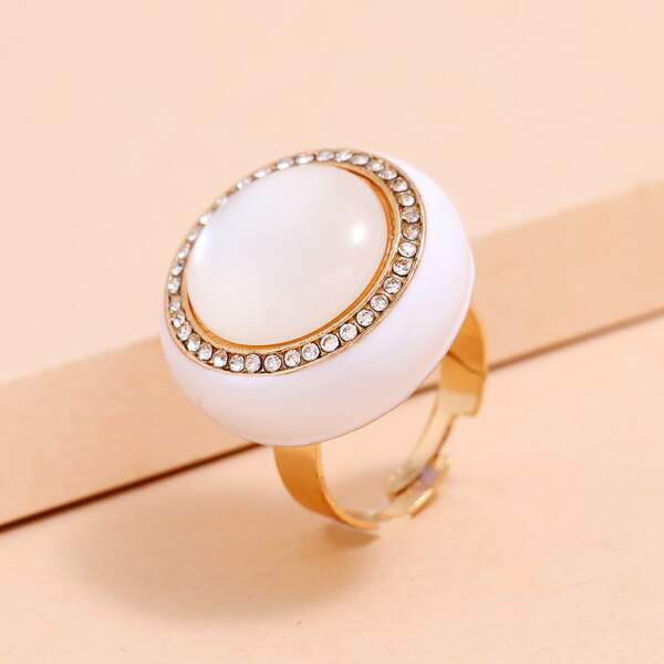 

Rhinestone Decor Ring, White