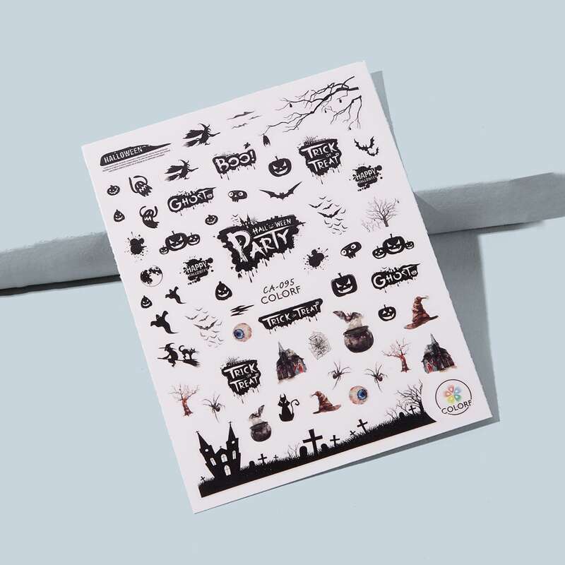 

1sheet Halloween Pattern Nail Sticker, Multicolor