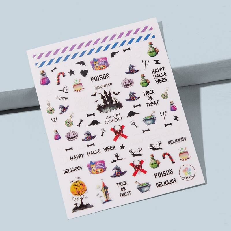 

1sheet Halloween Pattern Nail Sticker, Multicolor