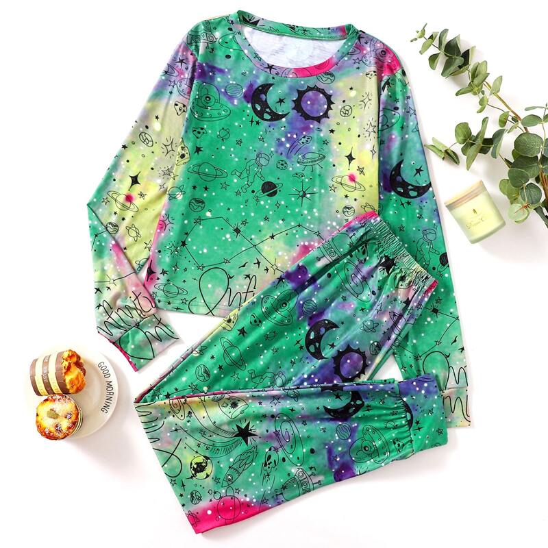 

All Over Print Tee & Pants PJ Set, Multicolor