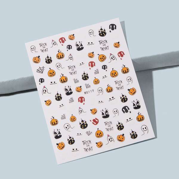 

1sheet Halloween Pattern Nail Sticker, Multicolor