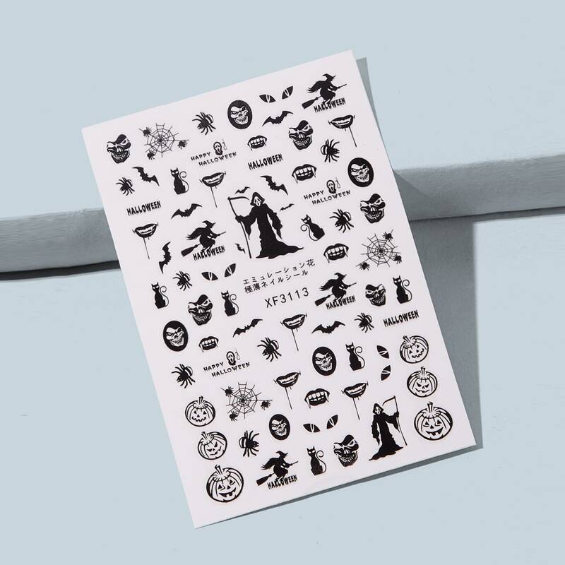 

1sheet Halloween Pattern Nail Sticker, Multicolor