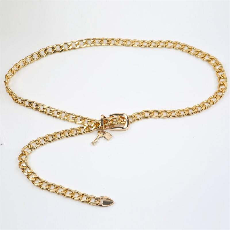 

Lock & Key Decor Chain Belt, Gold