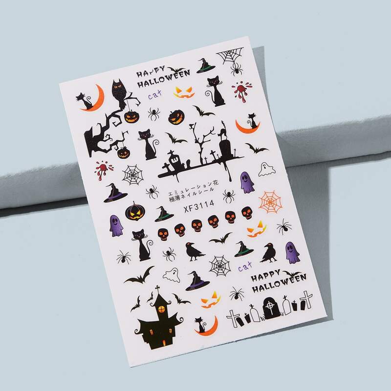 

1sheet Halloween Pattern Nail Sticker, Multicolor
