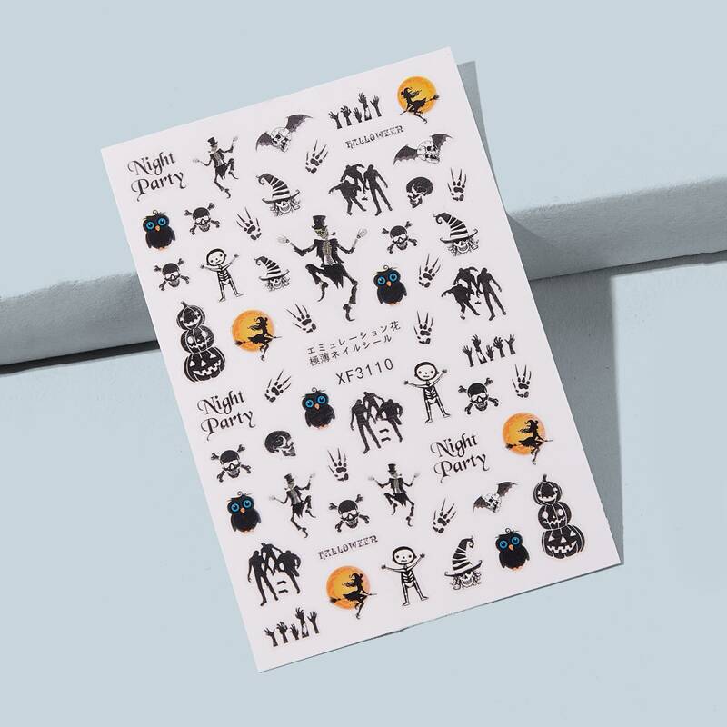

1sheet Halloween Pattern Nail Sticker, Multicolor