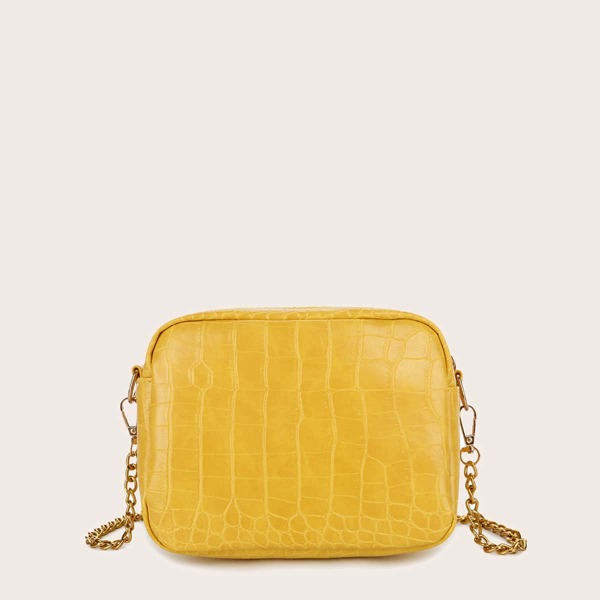 

Croc Embossed Chain Crossbody Bag, Yellow