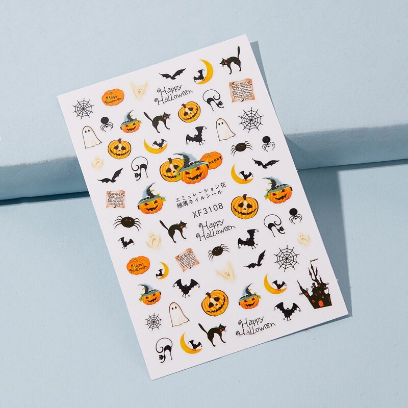 

1sheet Halloween Pattern Nail Sticker, Multicolor