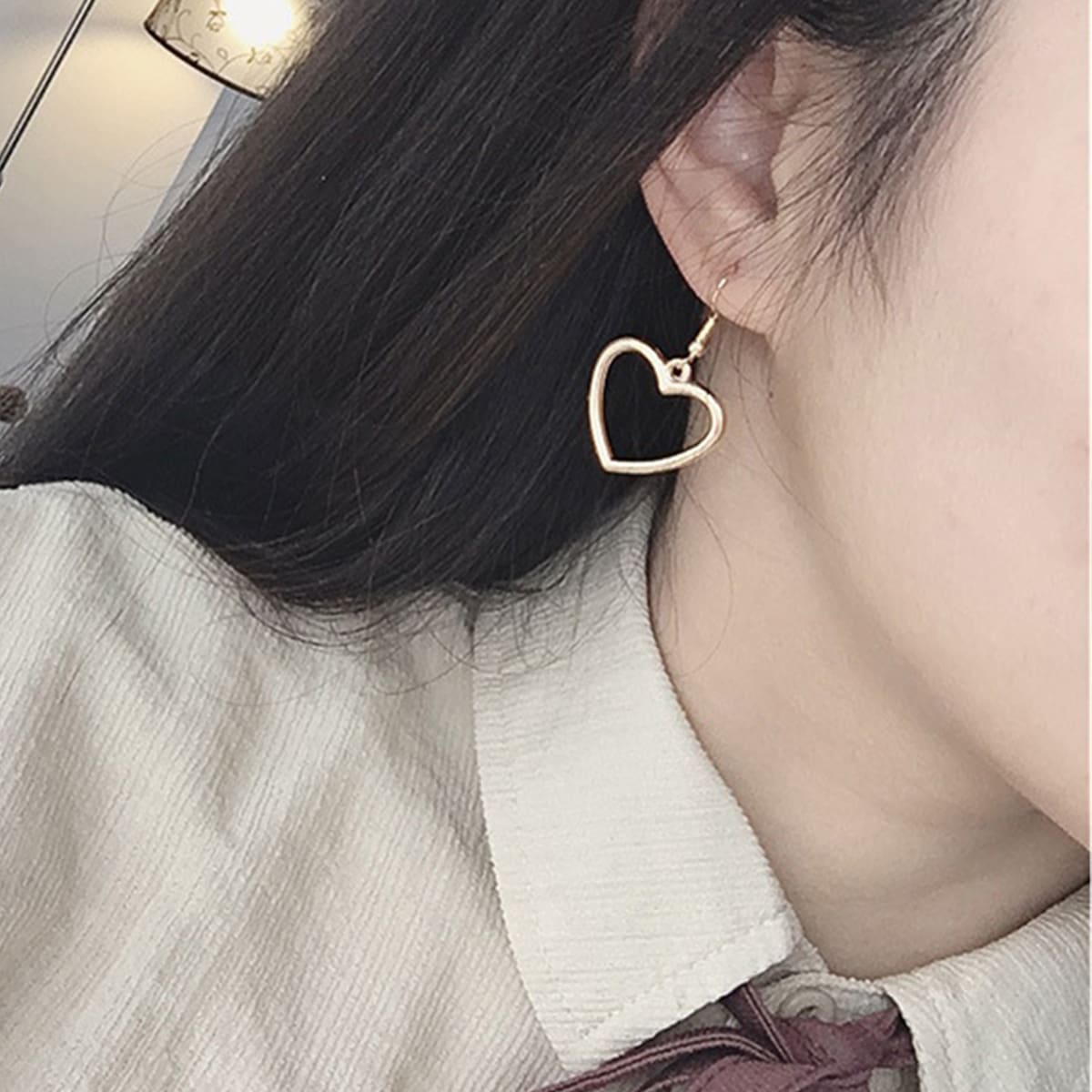 

Heart Drop Earrings, Gold
