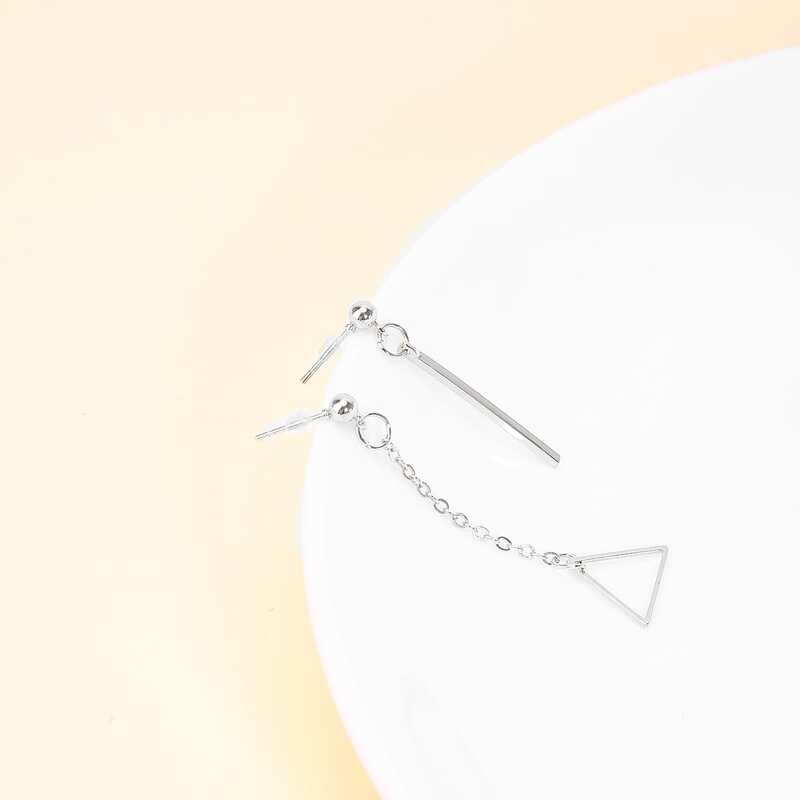 

Triangle & Bar Drop Earrings, Silver