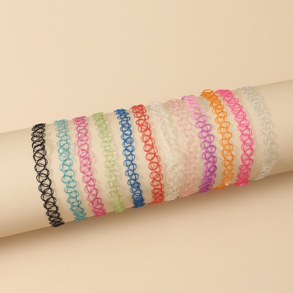 

12pcs Hollow Out Necklace, Multicolor
