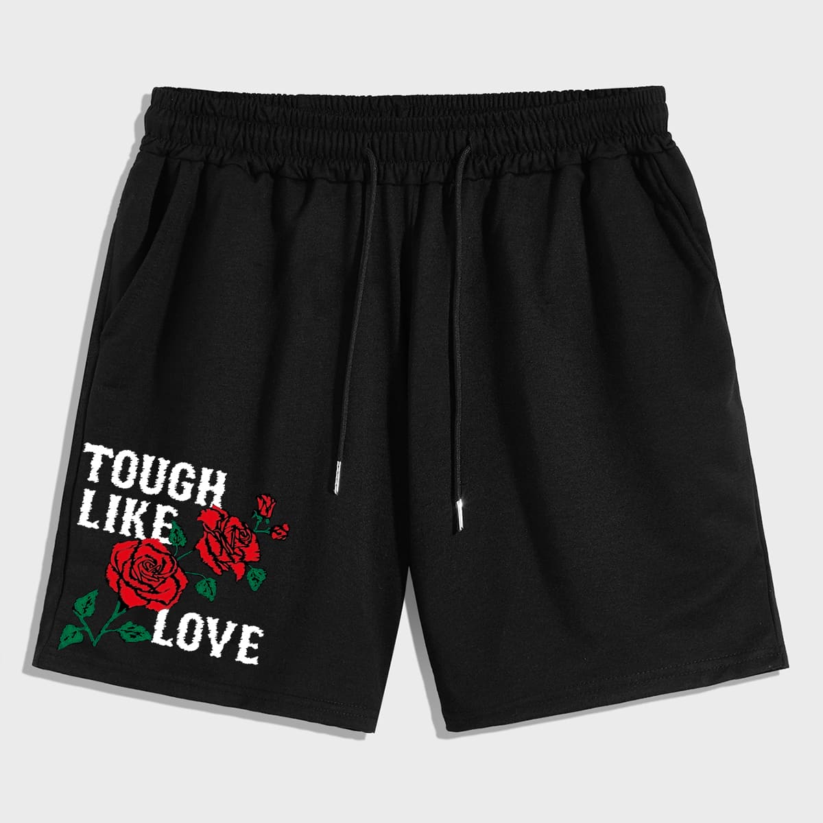 

Guys Letter Rose Graphic Shorts, Black