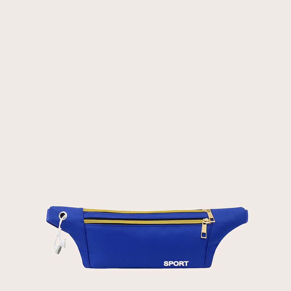 

Letter Graphic Zip Front Fanny Pack, Blue