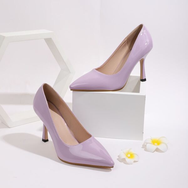 

Point Toe Ultra High Heeled Court Pumps, Mauve purple