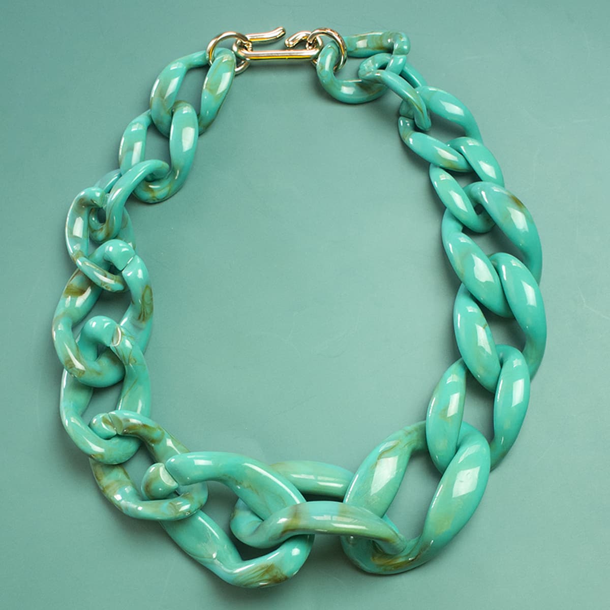 

Resin Chain Necklace, Blue