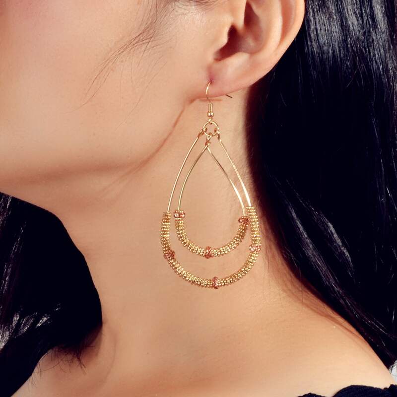 

Metal Waterdrop Drop Earrings, Gold