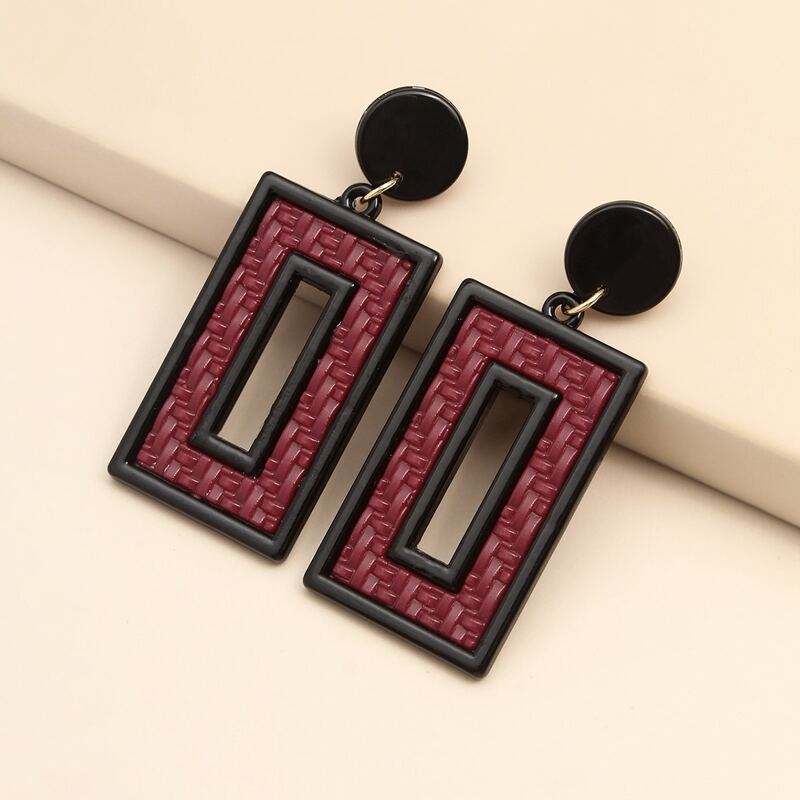 

Hollow Out Geometric Drop Earrings, Red
