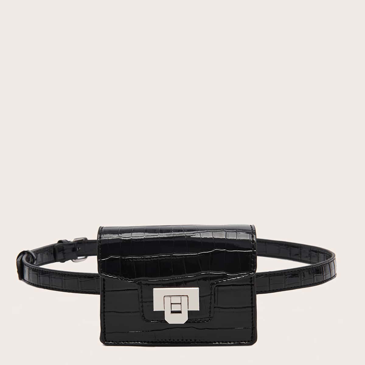 

Croc Embossed Mini Fanny Pack, Black