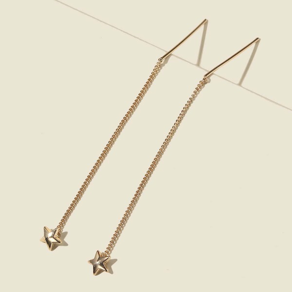 

Star Decor Drop Earrings, Gold