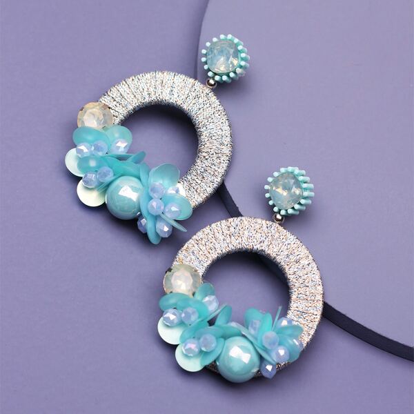 

Crystal Round Drop Earrings, Blue