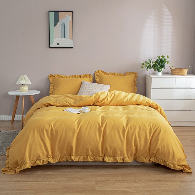 

Ruffle Trim Bedding Set Without Filler, Yellow