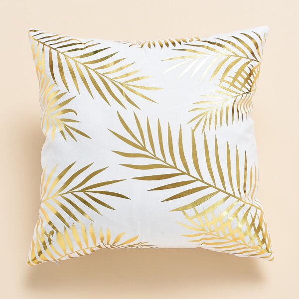 

Leaf Print Cushion Cover Without Filler, White