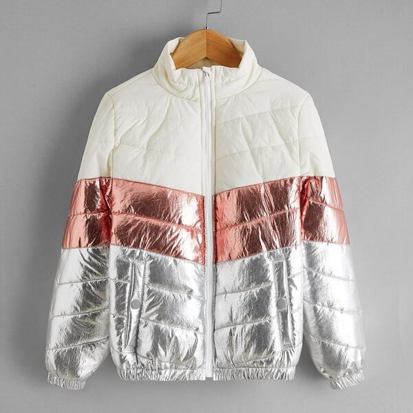 

Girls Chevron Padded Jacket, Multicolor