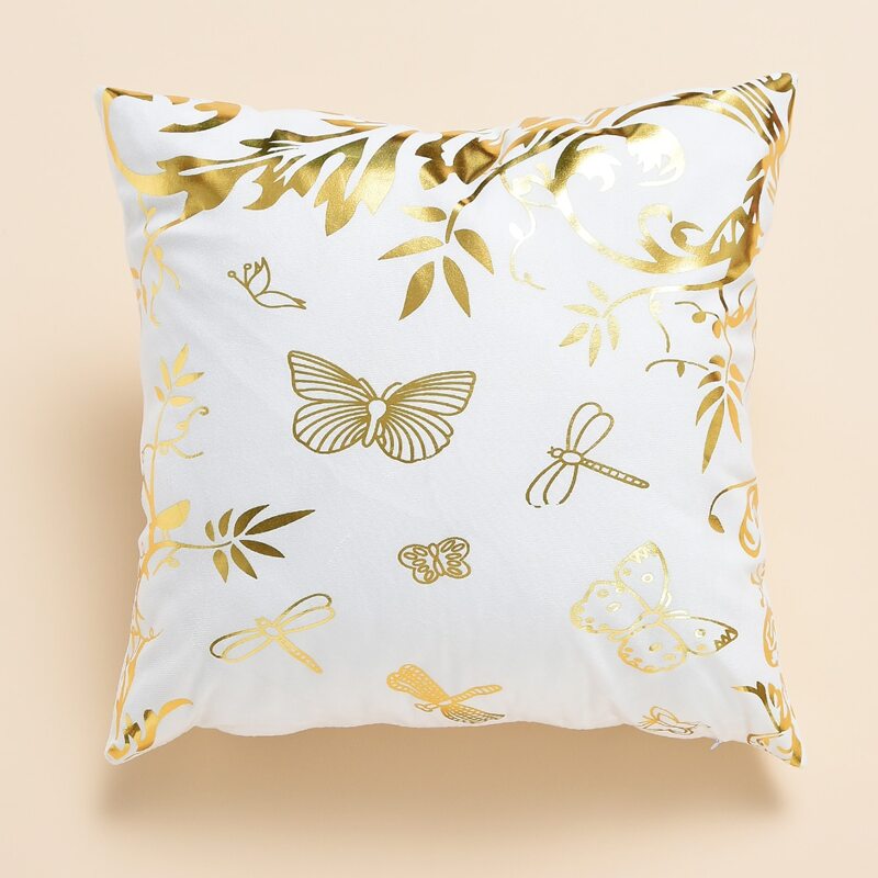

Butterfly Print Cushion Cover Without Filler, White