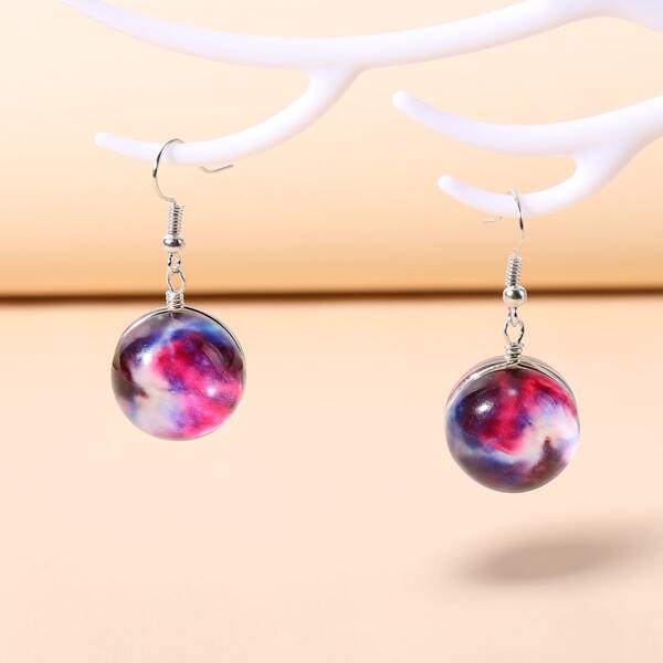 

Cosmic Nebula Pattern Ball Drop Luminous Earrings, Multicolor