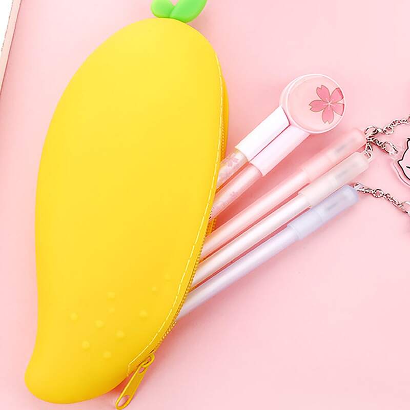 

1pc Mango Shaped Pencil Case, Yellow