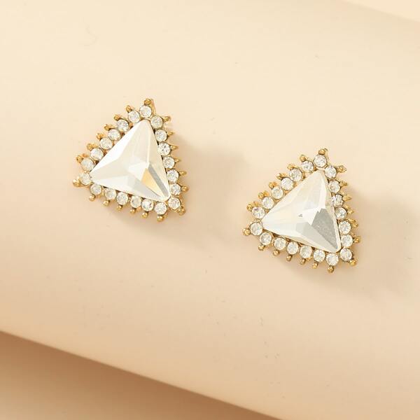 

Rhinestone Triangle Stud Earrings, White