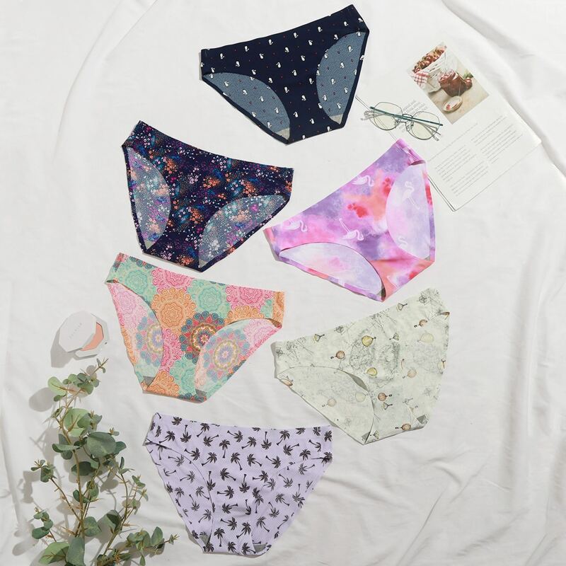 

6pack Mixed Print Seamless Panty Set, Multicolor