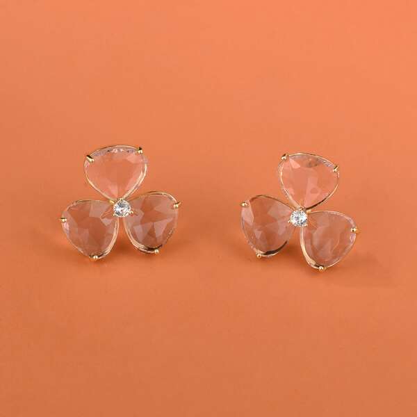 

Crystal Flower Design Stud Earrings, Pink