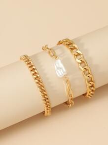 3 cái Faux Pearl Decor Bracelet - Vàng - Xem 2
