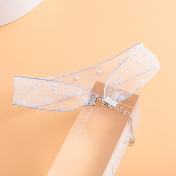 

Fuzzy Dot Decor Mesh Choker, Blue