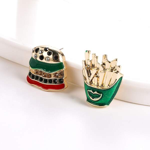 

Snack Design Mismatched Earrings, Green