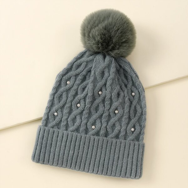 

Pom-pom Decor Beanie, Grey